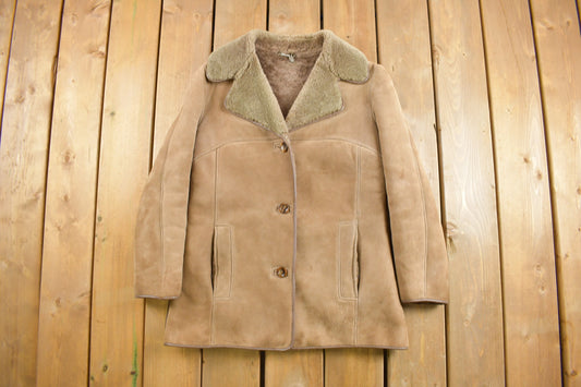 Vintage 1980s Morlands Lambskin Sheerling Leather Jacket / Button Up Winter Outerwear / Streetwear / Suede / Made in England