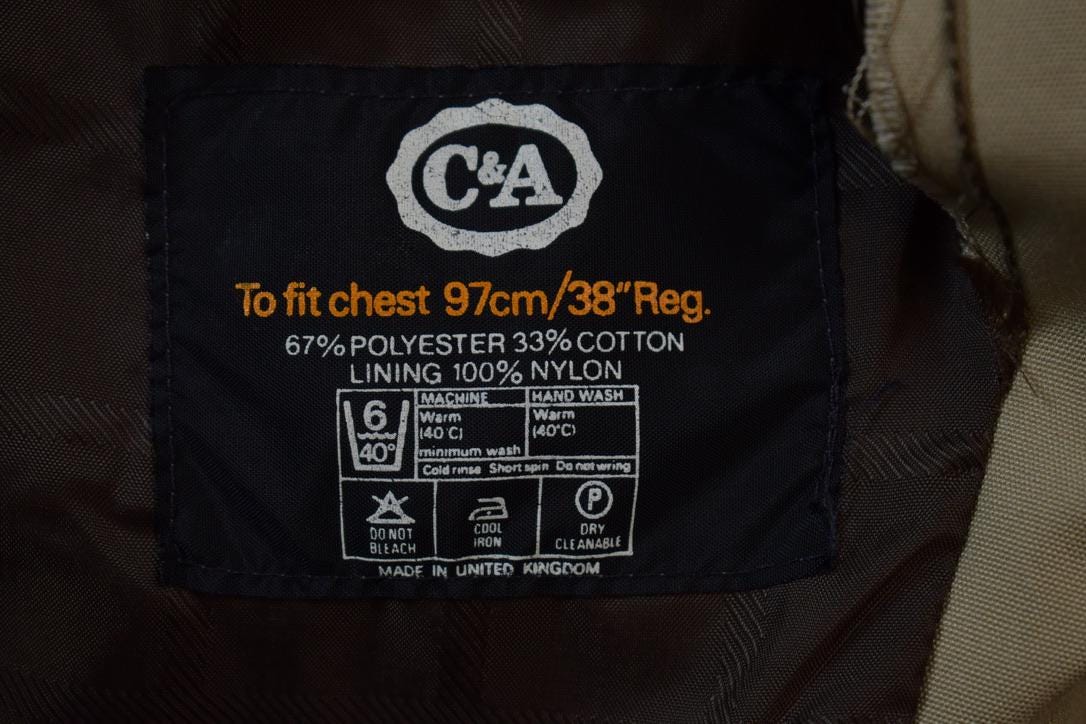 Vintage 1990s C&A Made in England Single Breasted Trench Coat - 38R