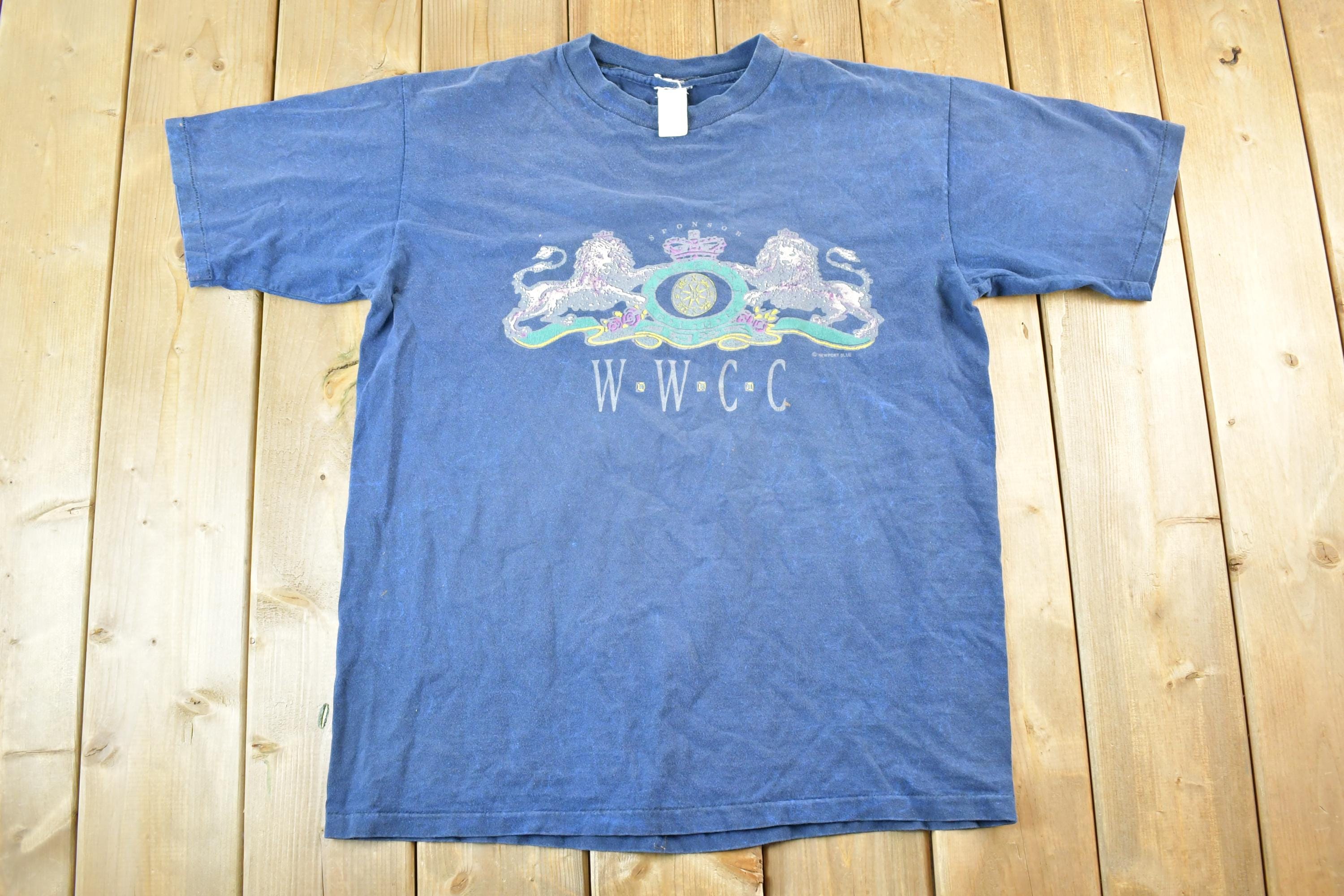 Vintage 1990s Newport Blue Lion Crest Souvenir T-Shirt Mens L