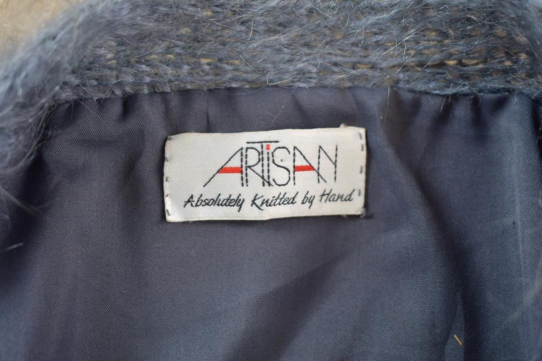 Vintage 1980s Mohair Cardigan Sweater / Vintage 80s Cardigan / Pattern Sweater / Mohair Cardigan / Hand Knit / 80s Vintage / Made In Turkey