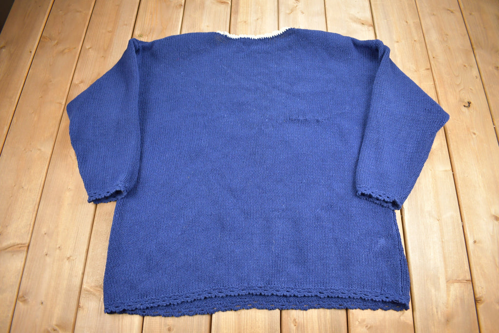 Vintage 1990s Jennifer & Co Floral Theme Hand Knit Sweater