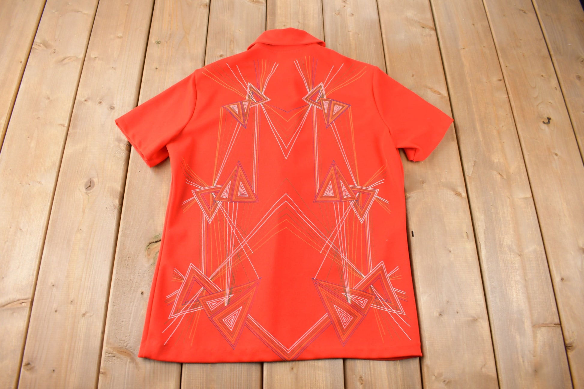 True Vintage 1960s Abstract Short Sleeve Button Up Shirt Made In USA