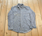 Vintage 1990s Rugged Wear Distressed Plaid Blank Button Up Shirt