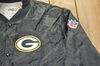 Vintage 1980s Green Bay Packers NFL Chalkline Satin Bomber Jacket