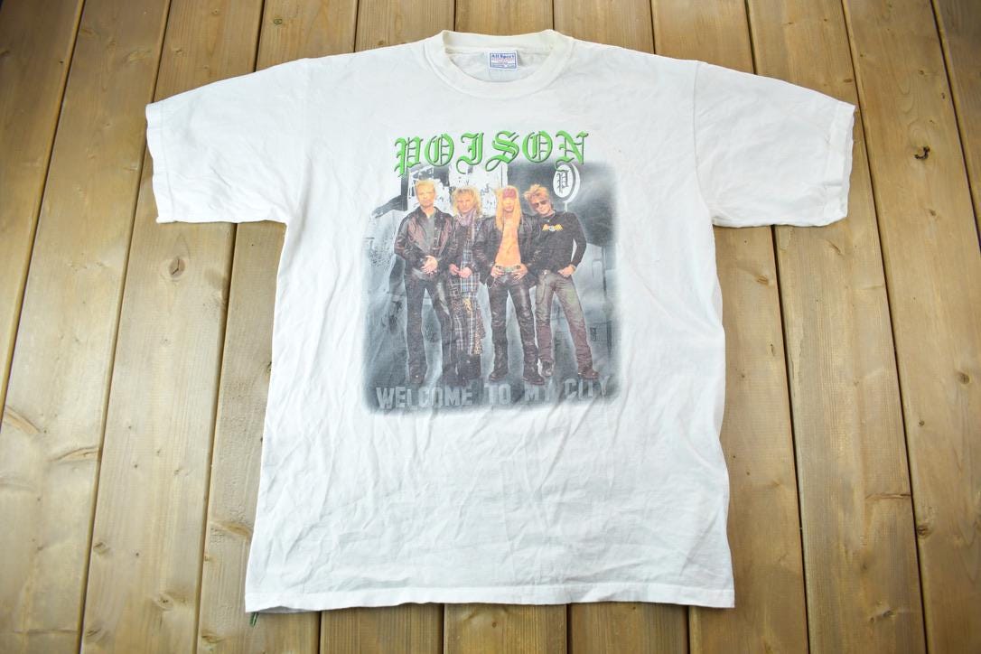 Vintage 2002 Poison Welcome To My City World Tour Graphic Band T-Shirt