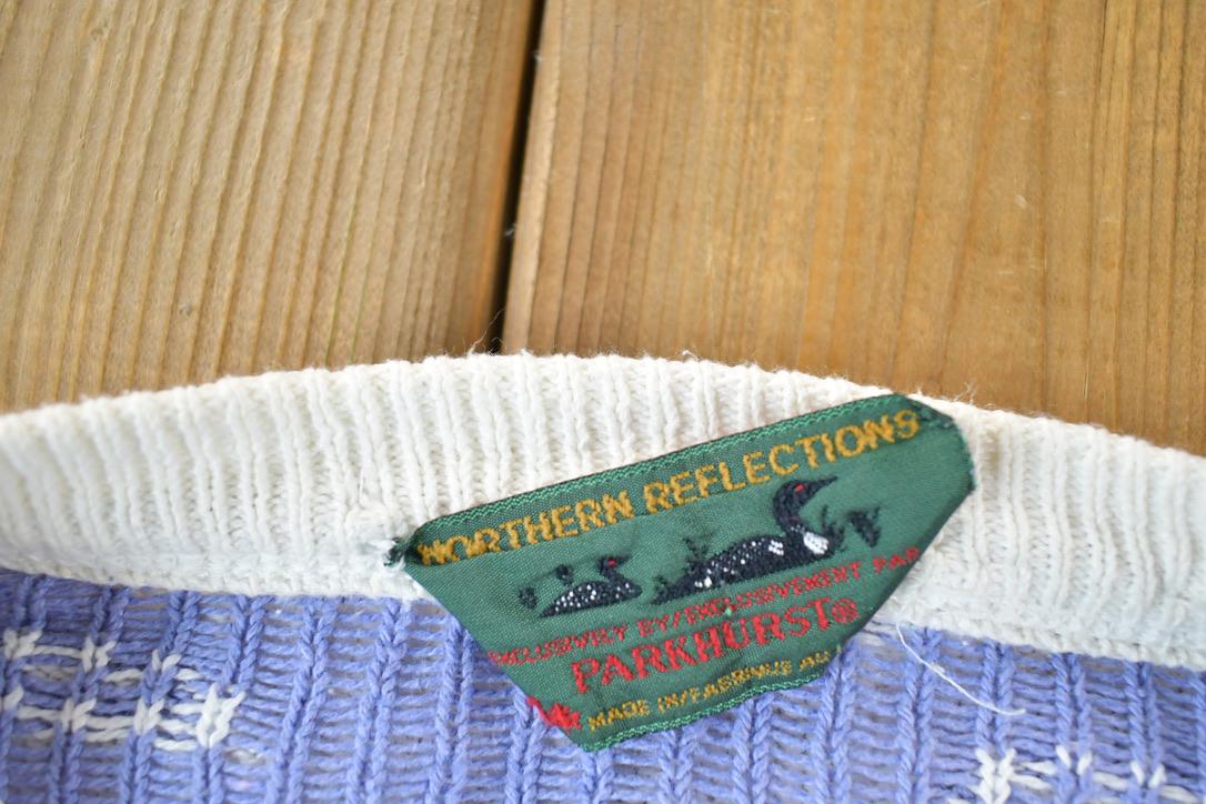 Vintage 1990s Northern Reflections Knit AOP Boating Abstract Pattern Crewneck Sweater