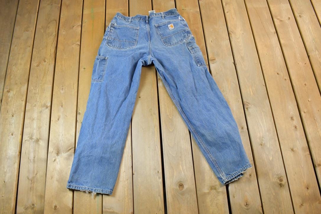 Vintage 1990s Carhartt Flame Resistant Denim Work Pants Size 34 x 32