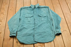 Vintage 1990s Eddie Bauer Blank Turquoise Button Up Shirt