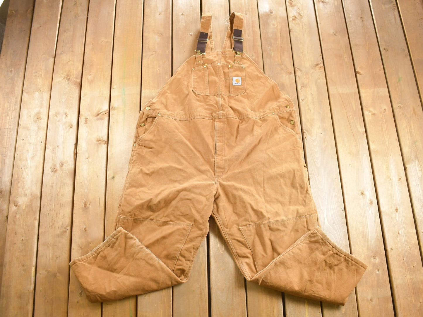 Vintage 1980s Carhartt Double Knee Quilted Canvas Overalls / Made In USA / Utility Overalls / Vintage Workwear / Duck Canvas