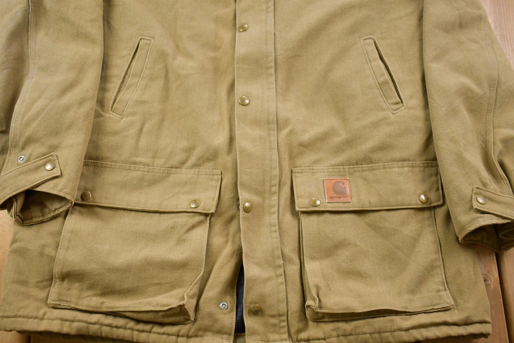 Vintage 1980s Carhartt Chore Coat Olive Green