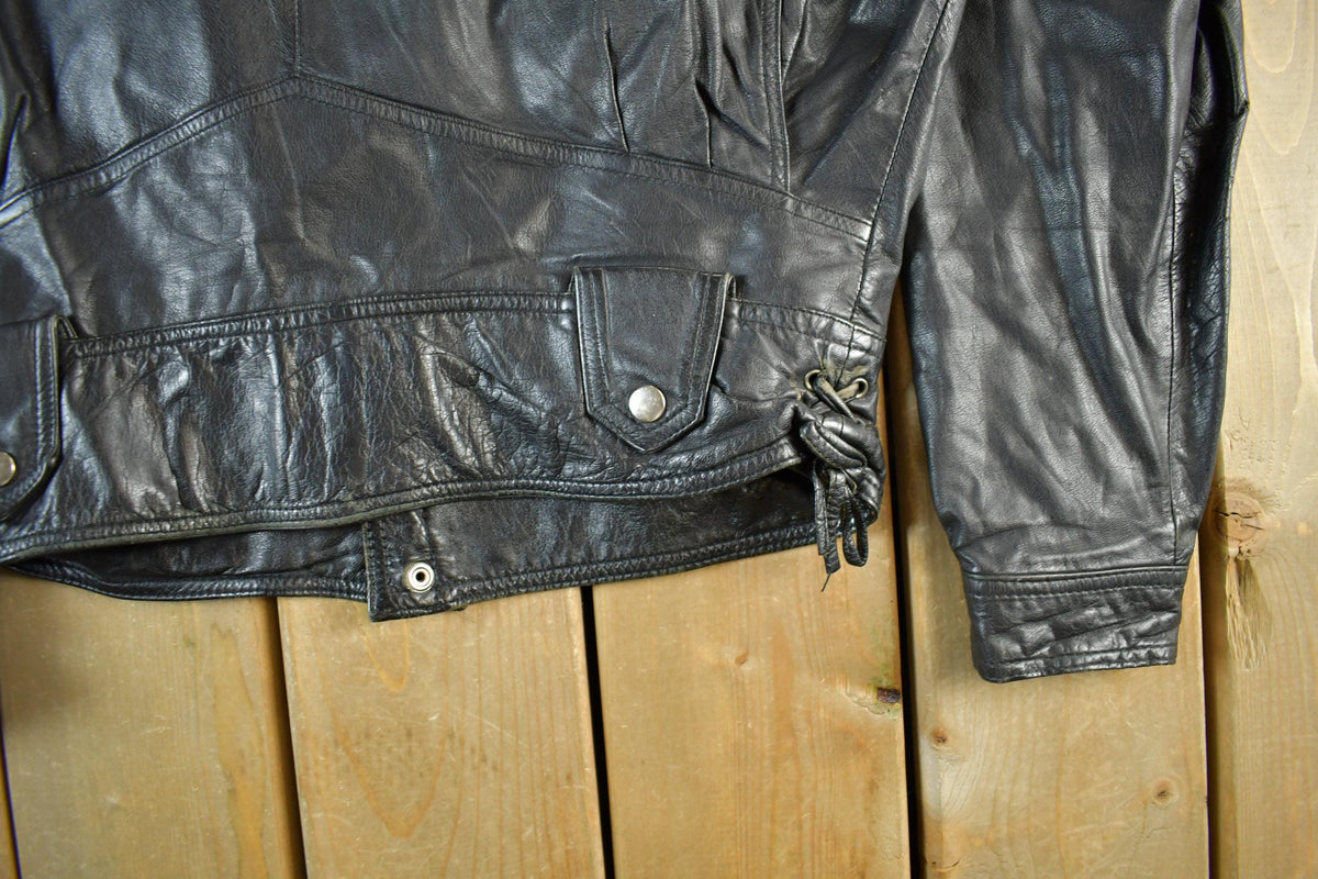 Vintage 1990s Leather Biker Jacket Adult Medium