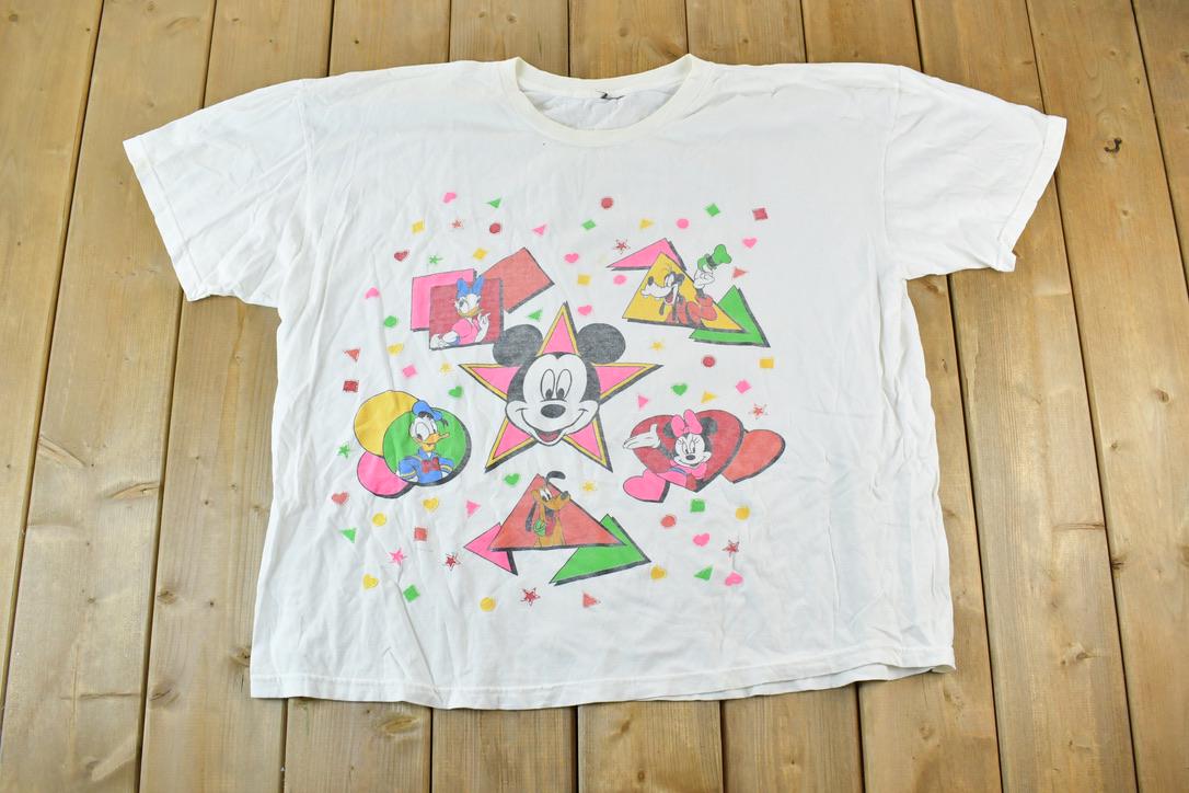 Vintage 1990s Mickey Mouse Disney Gang Cartoon Promo T-Shirt