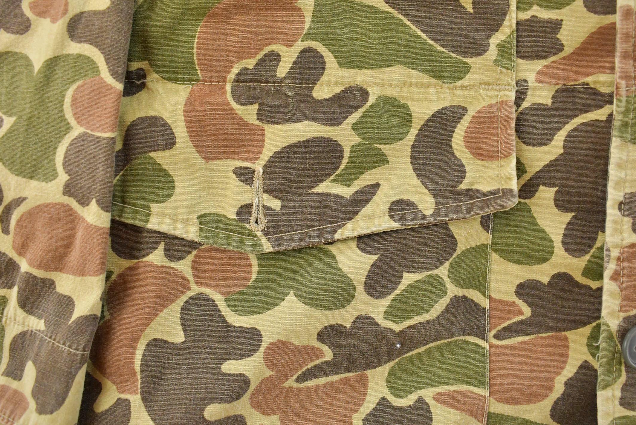 Vintage 1970s Duck Camo Canvas Hunting Jacket Men's L