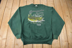 Vintage 1990s Minnesota Madness Walleye Fishing Graphic Crewneck Sweatshirt Made In USA