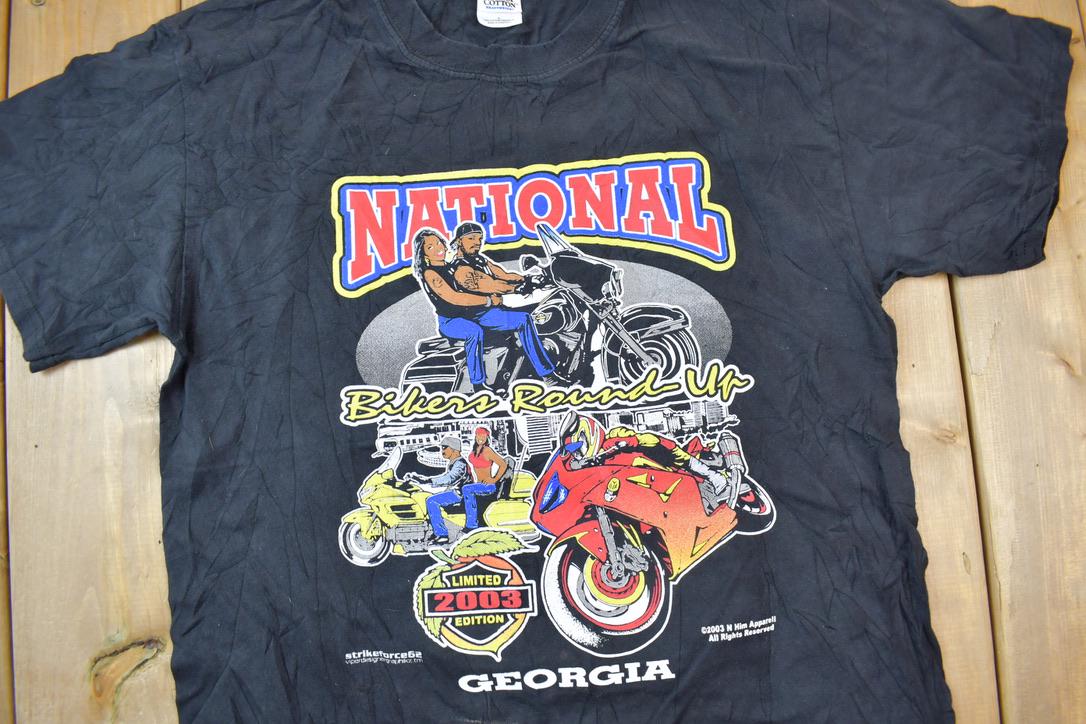 Vintage 2003 National Bikers round Up Atlanta Georgia Graphic T Shirt