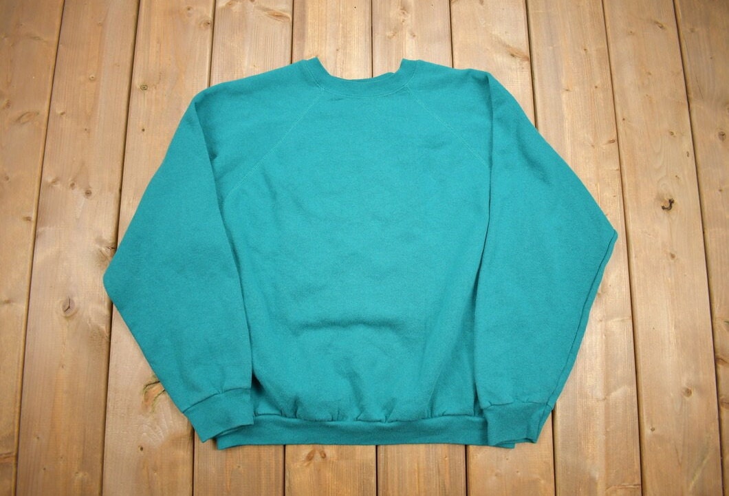 Vintage 1990s Blank Teal Crewneck Sweatshirt