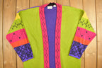 Vintage 1990s Leslie Fay Womens Open Knitted Cardigan Sweater