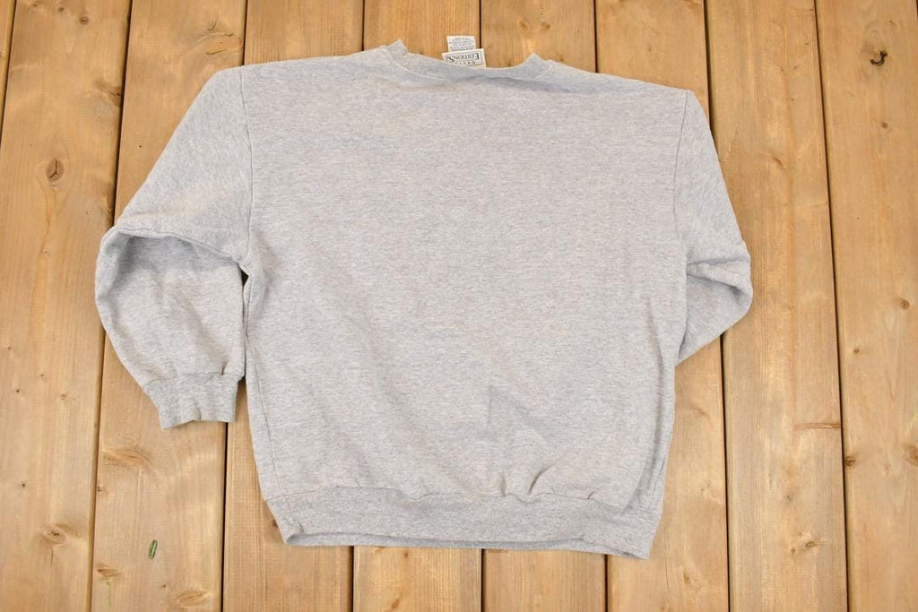 Vintage 1990s Basic Editions Husky Kitty Floral Graphic Print Crewneck Sweatshirt Womens L /