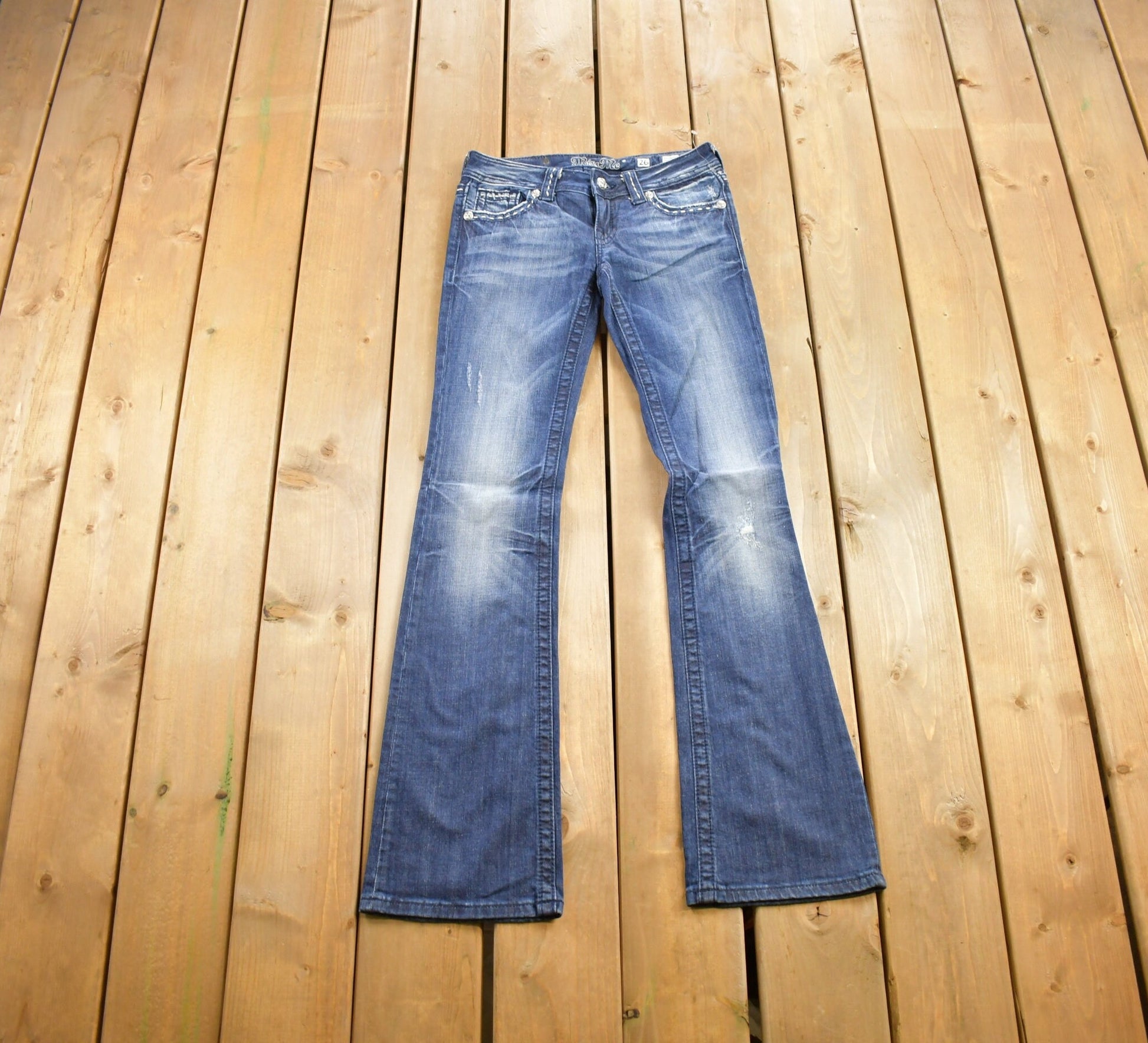 Vintage Y2K Miss Me Bedazzled Low Rise Jeans Size 26x33