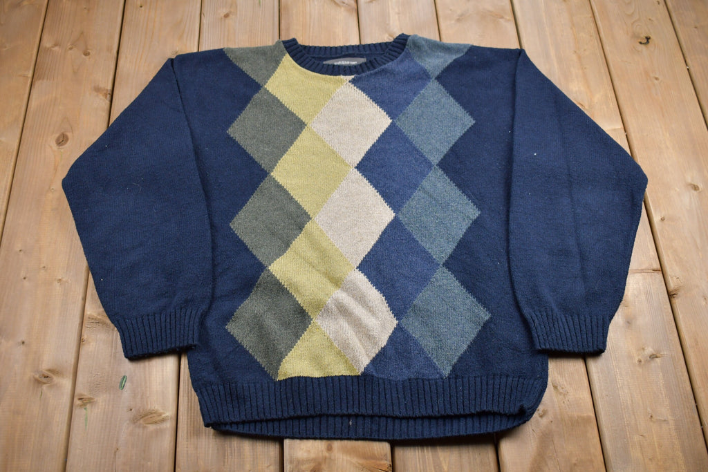 Vintage 1990s Croft & Barrow Knitted Argyle Crewneck Sweater