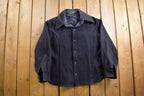 Vintage 1950s Navy Blue Wool Button Up Shirt