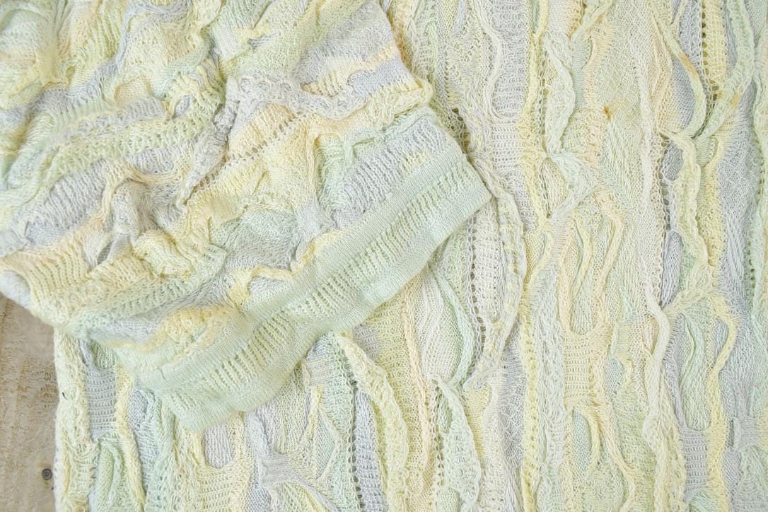 Vintage 1990s Coogi 3D knit Short Sleeve Crewneck Sweater Made In Australia 100% Cotton Abstract Pattern