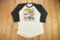 Vintage 1983 World Of Wheels World Tour Graphic Raglan T Shirt Single Stitch