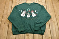 Vintage Christmas Snowman Sweater , 90s Holiday Crewneck , Winter Wear , Festive Gold Foil Graphic Print