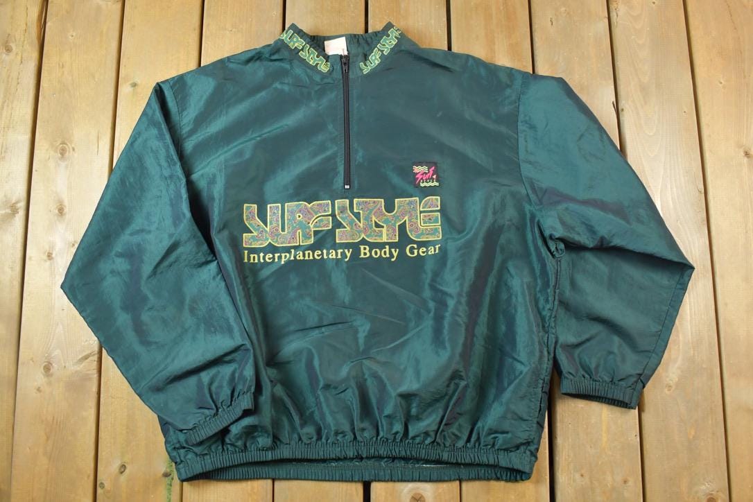 Vintage 1990s Surf Style Quarter Zip Super Light Windbreaker Spring Jacket