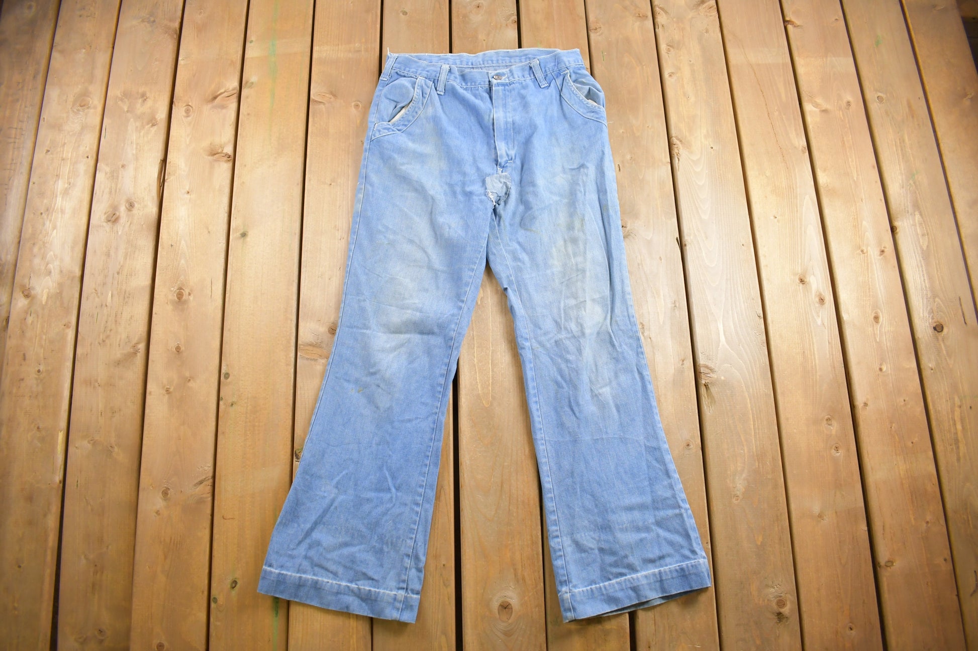 Vintage 1980s Baggy Flare Denim Jeans Size 32 x 31
