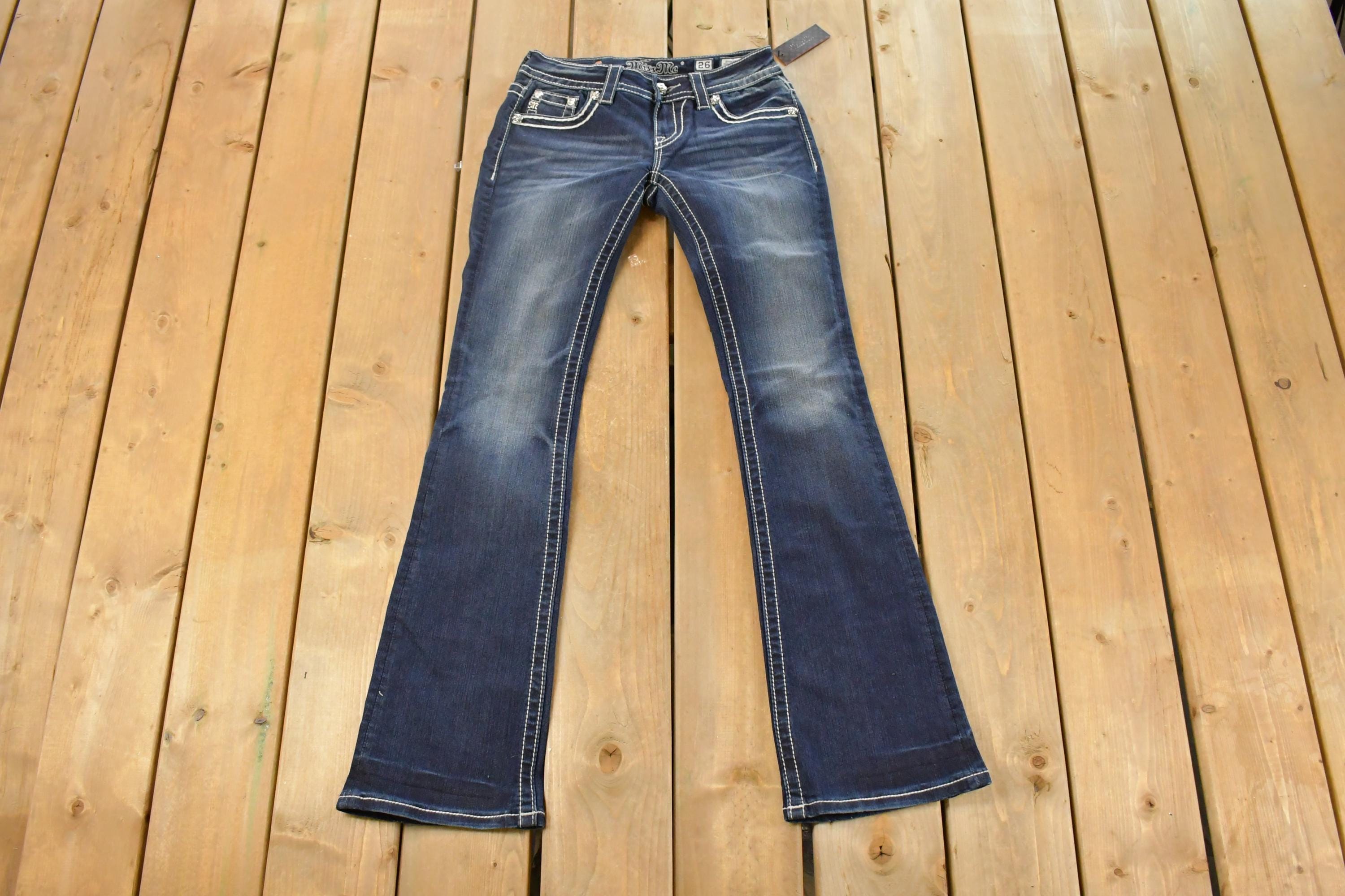 Vintage Deadstock Y2K Miss Me Bedazzled Low Rise Jeans Women's Size 26x31