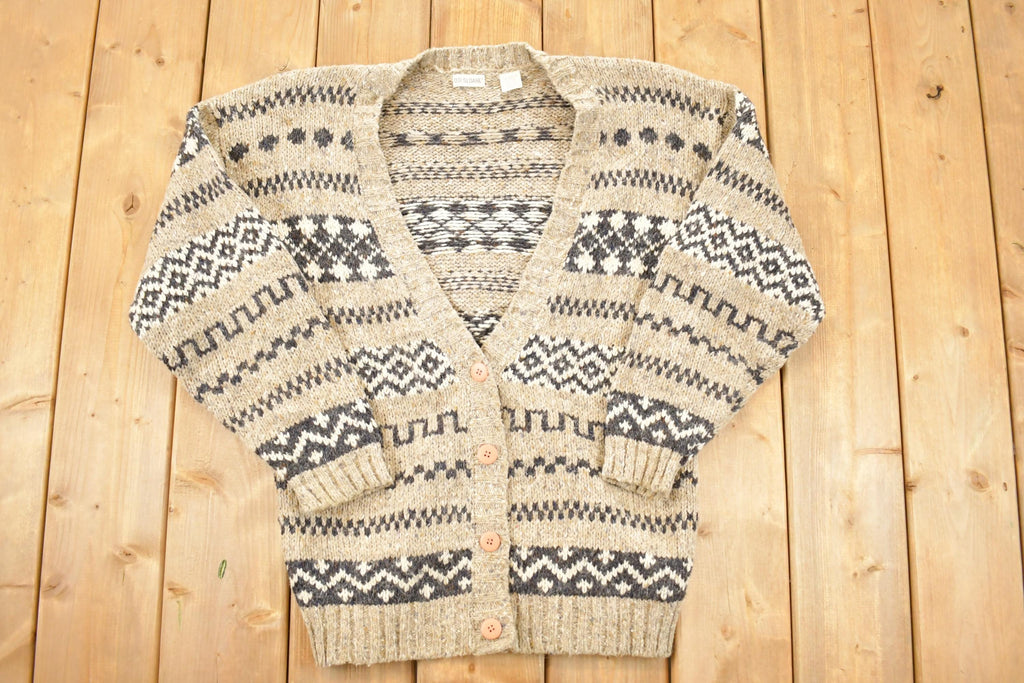 Vintage 1990s DD Sloan Abstract Knit Cardigan Sweater Women's S