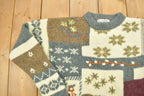 Vintage 1990s Ilanco Patchwork Knitted Crewneck Sweater  Vintage 90s Crewneck  All Over Pattern  Abstract Pattern  Pure Wool