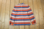 Vintage 1970s Act 3 Crazy Tie Crewneck Zip Back Striped Sweatshirt