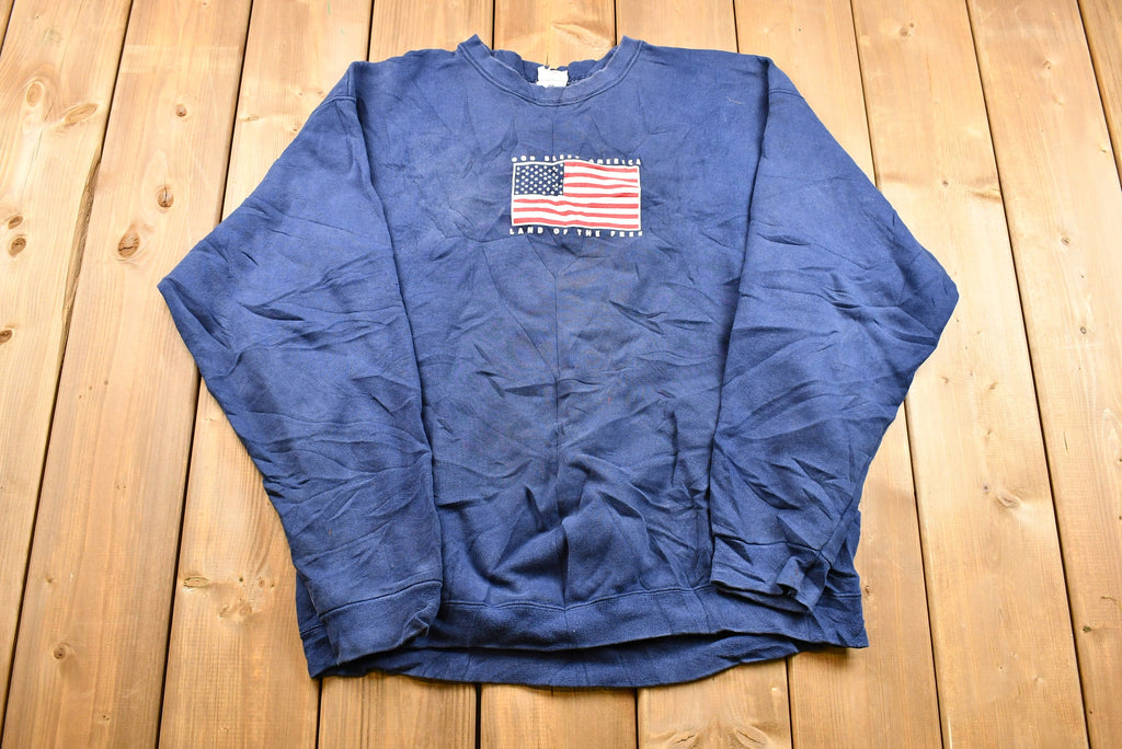 Vintage 1990s American Flag Crewneck Sweatshirt