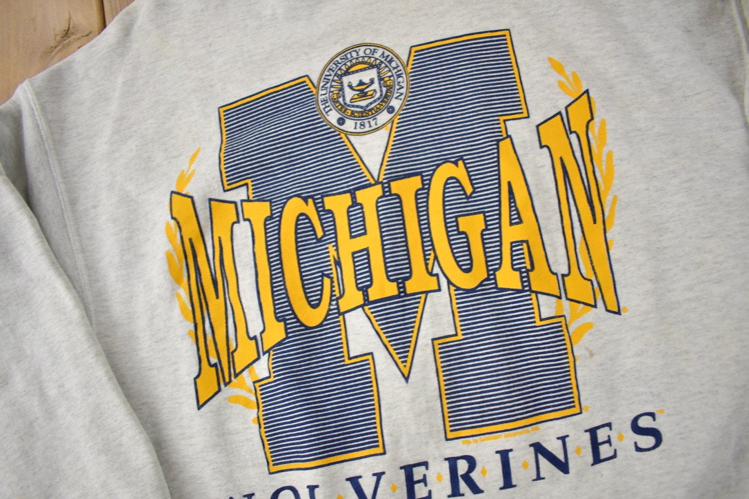 Vintage 1990s University Of Michigan Wolverines Collegiate Crewneck Made In USA