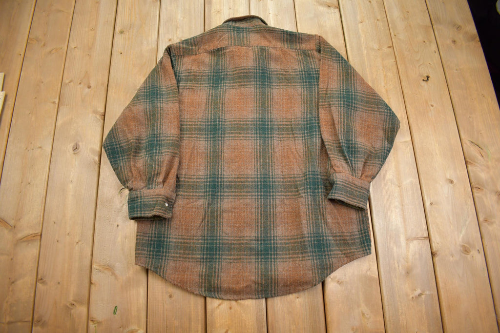 Vintage 1980s Plaid Flannel Button Up Shirt - Large