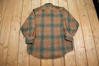 Vintage 1980s Plaid Flannel Button Up Shirt - Large