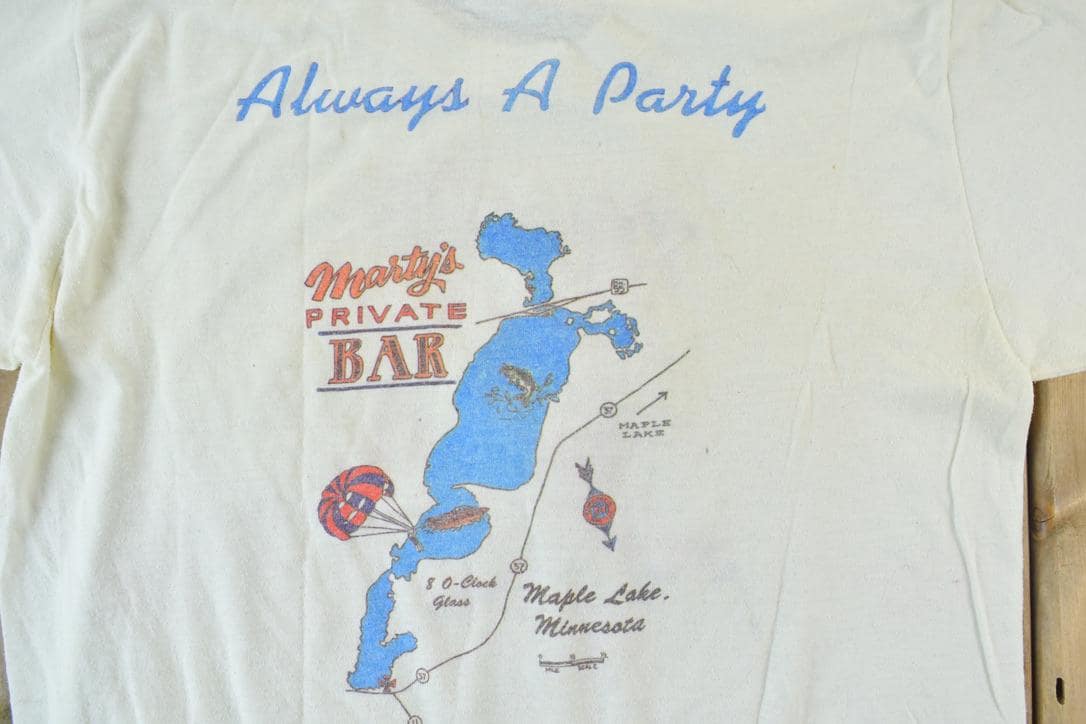 Vintage 1980s Marty's Private Bar Single Stitch Graphic Print T-Shirt  Vintage Always A Party Souvenir Streetwear  Vacation Tee