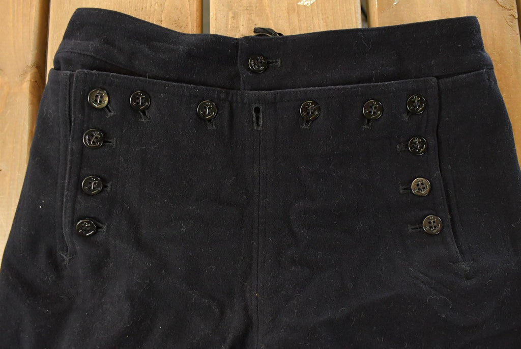 Vintage 1940s US Navy Bell Bottom Pants, Men's 28x28, Laced Fly