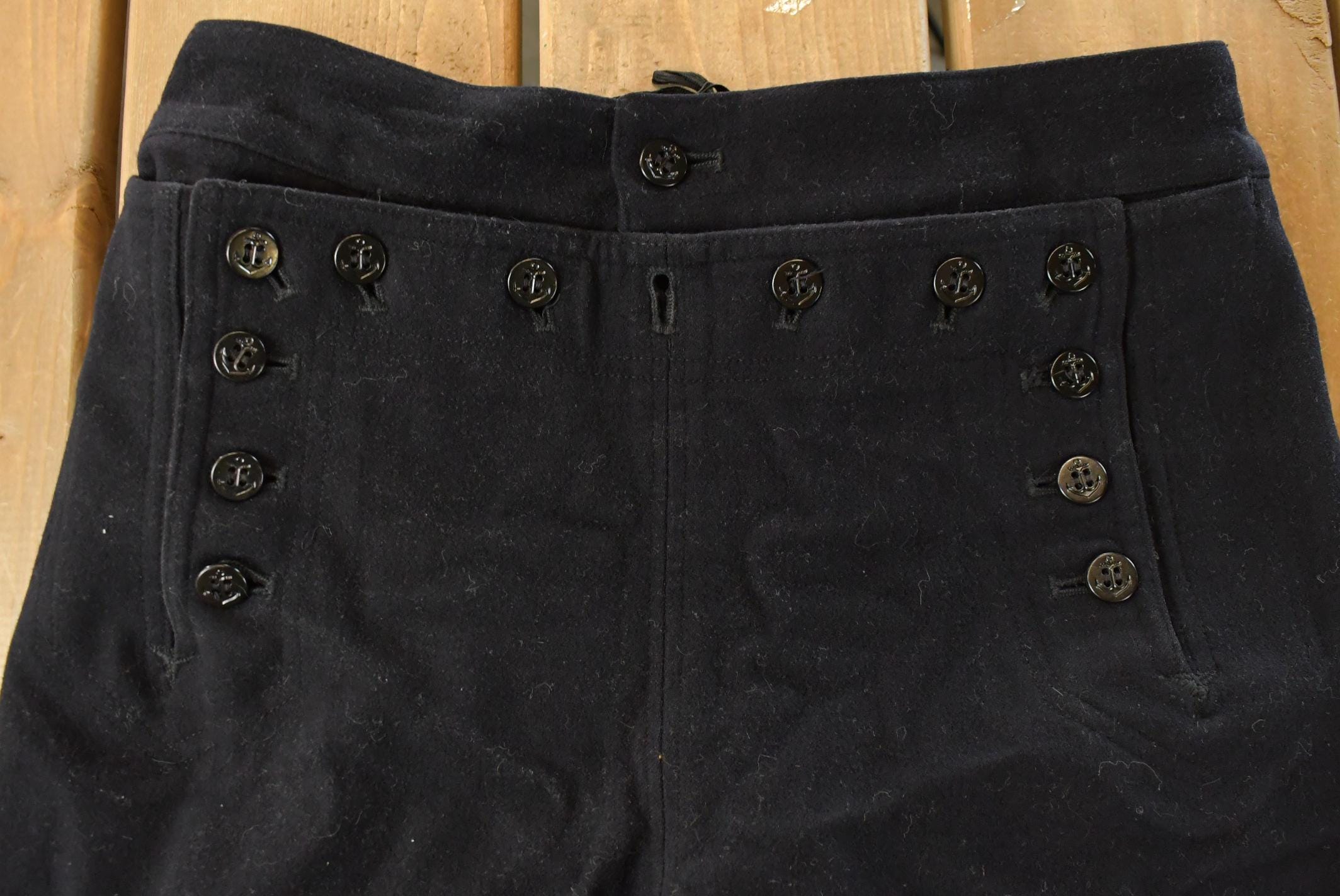 Vintage 1940s US Navy Bell Bottom Pants, Men's 28x28, Laced Fly