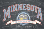 Vintage 1990s Minnesota State Map AOP Souvenir Crewneck Shirt Men's XXL / 90's Tourist Vacation Graphic Shirt
