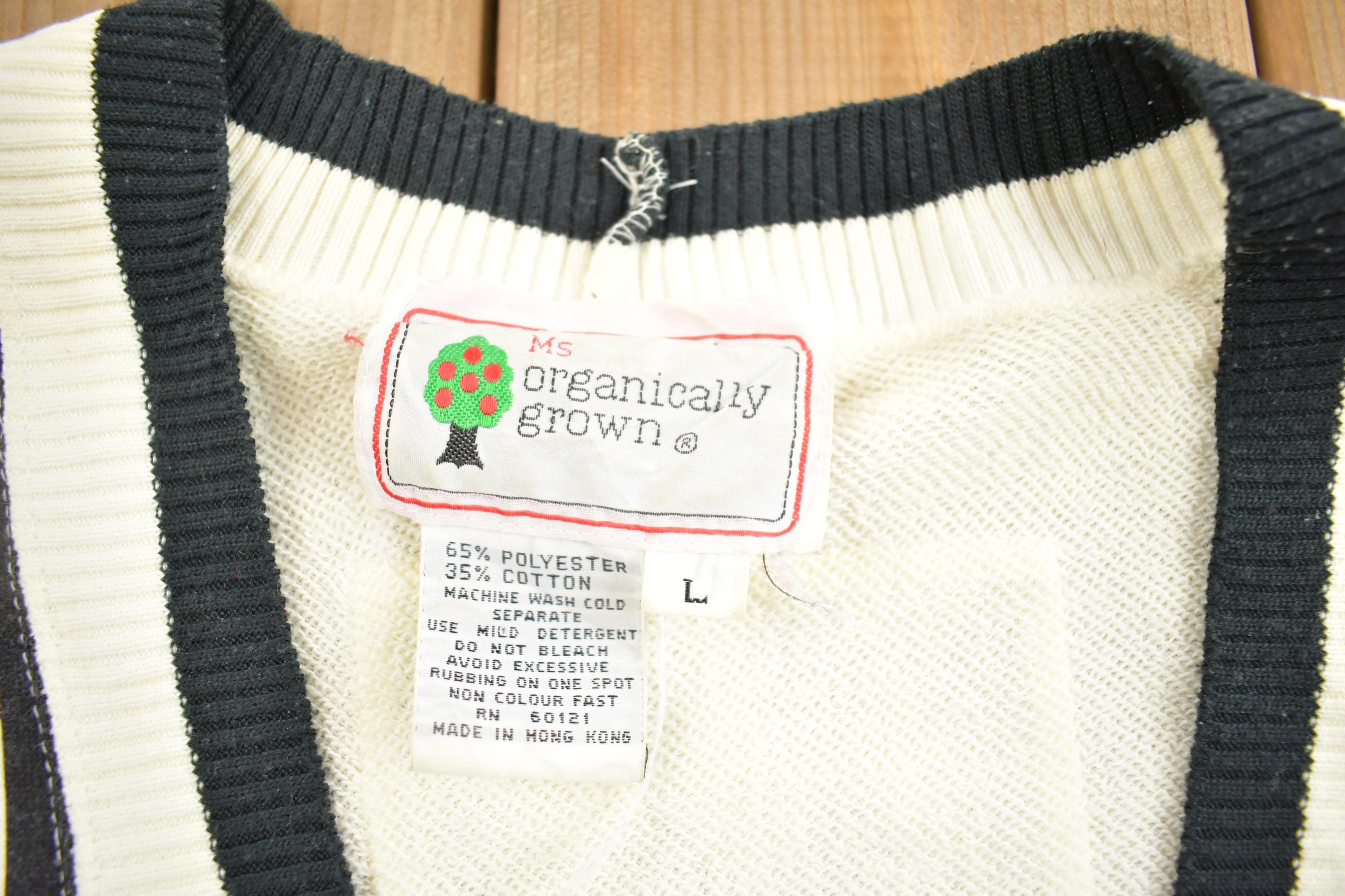 Vintage 1990s Ms. Organically Grown Knit Cardigan Sweater