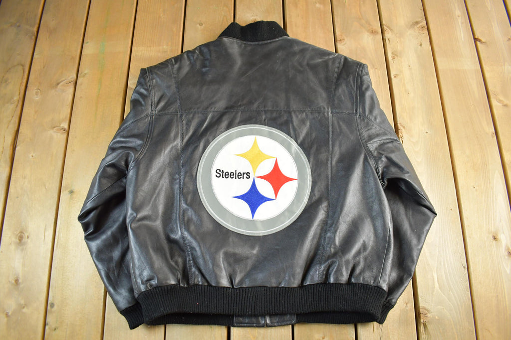 Vintage 1990s Pittsburgh Steelers Leather Varsity NFL Football Jacket Men's Large