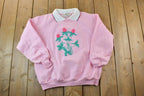 Vintage 1990s Cute Floral Collared Crewneck Sweater