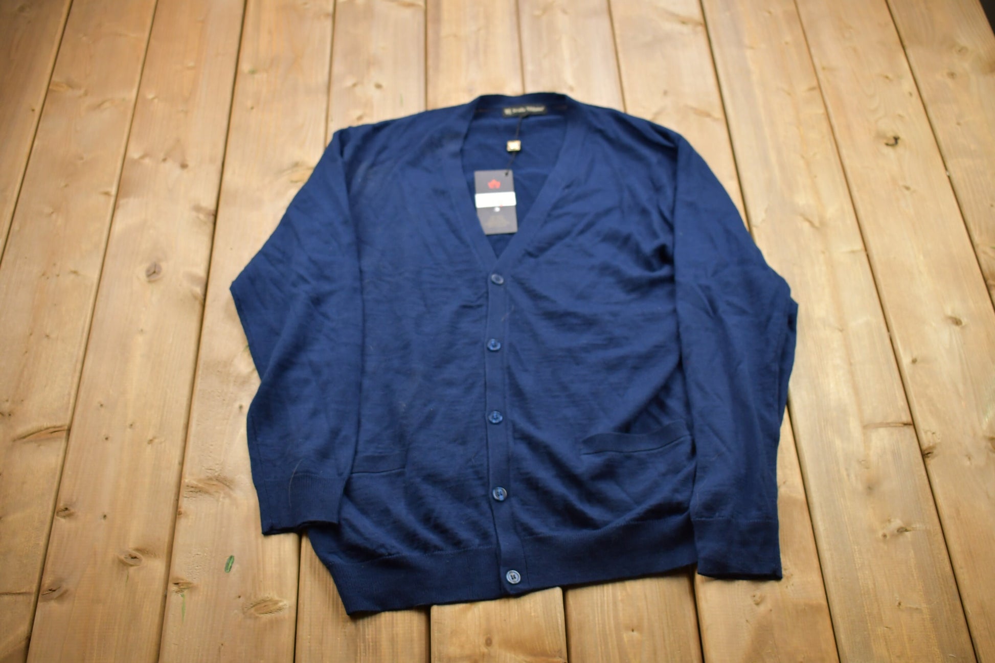 Vintage 1990s Blue Scala Milano Knitted Cardigan Sweater