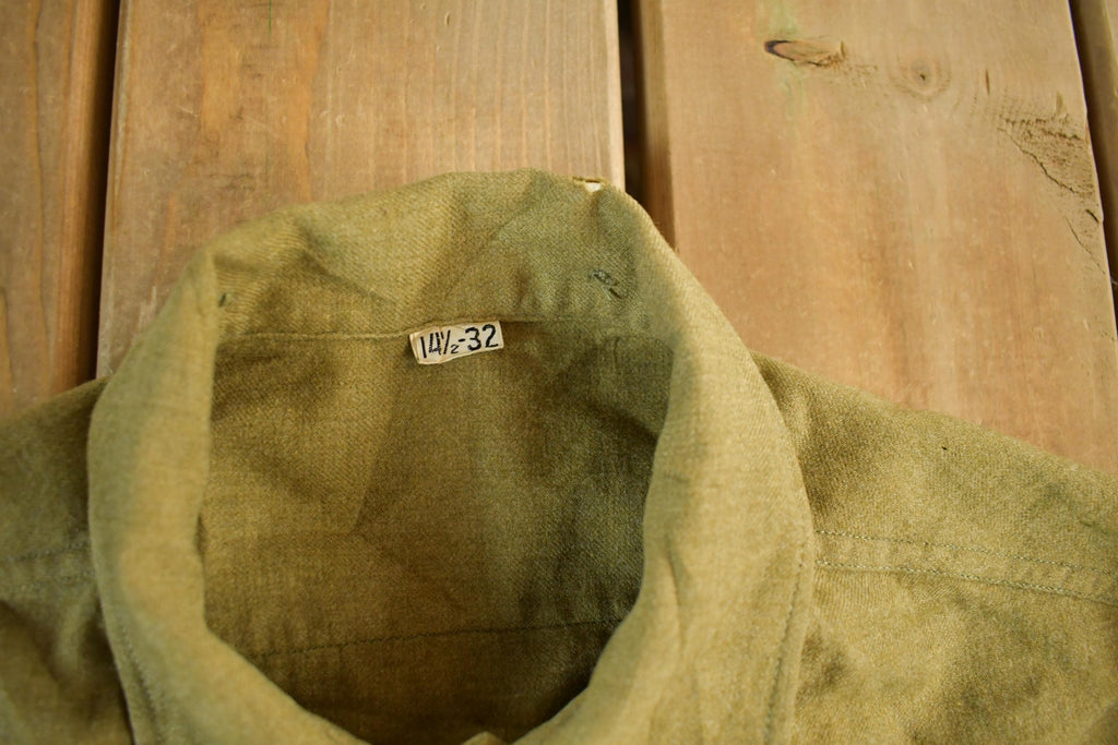 Vintage 1940s Military Button Up Shirt Men's Medium