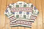 Vintage 1990s Republic Denim Floral AOP Chunky Knit Crewneck Sweater Women's L