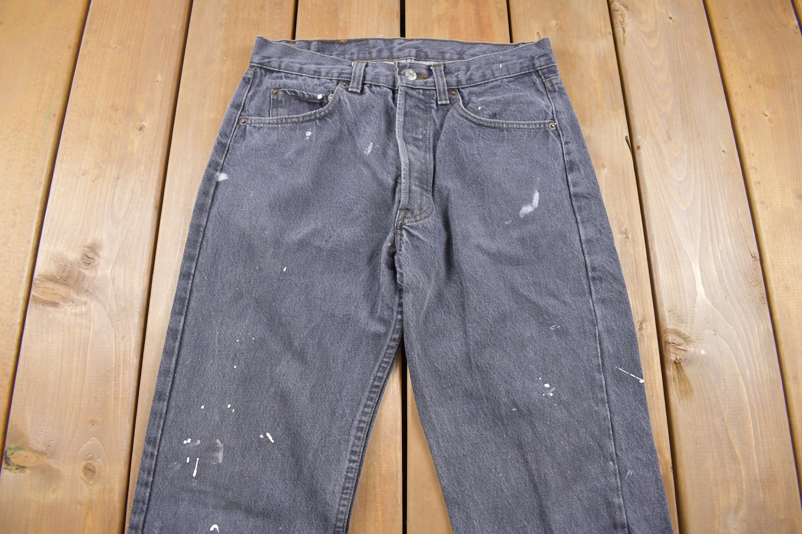 Vintage 1990s Levi's 501 Red Tab Paint Splattered Jeans Size 28 x 31