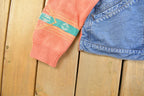 Vintage 1990s Pendleton Denim Knit Aztec Cardigan Sweater Youth L